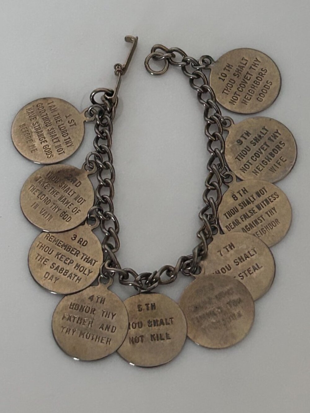 Vintage 10 Commandments Charm Bracelet